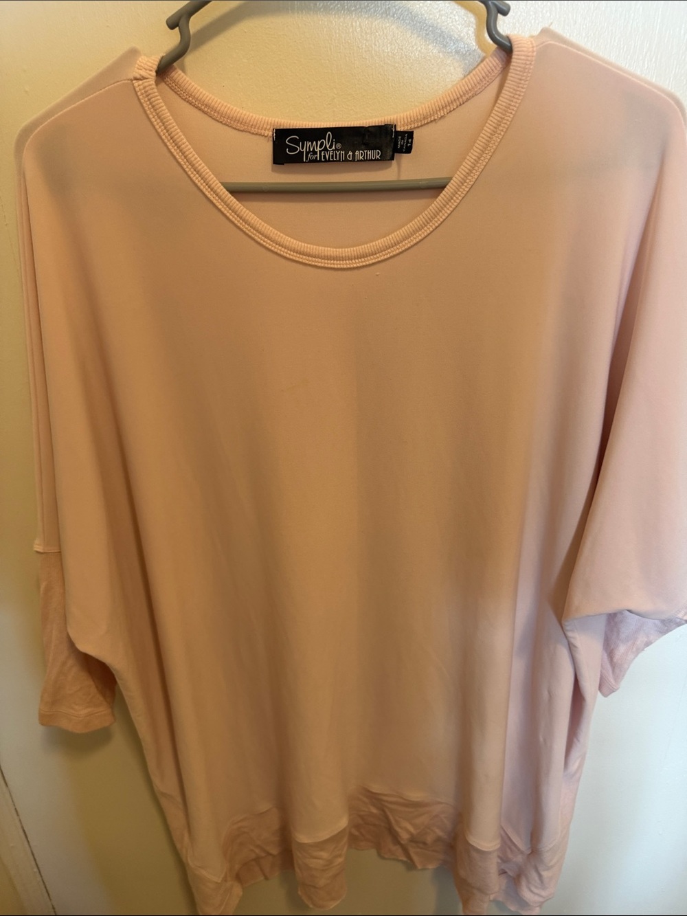 Sympli Blush Pink Short Sleeve Crew Neck Top